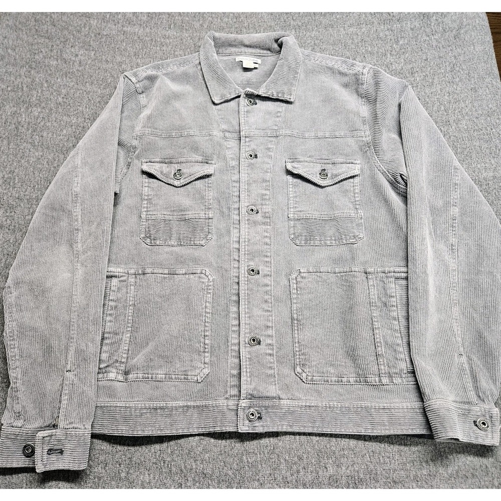 Carbon 2 Cobalt Jacket Mens L Gray Chore Coat Corduroy Pockets - Picture 2 of 10